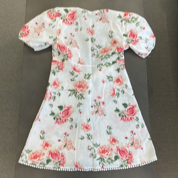 Zara White Linen Blend Puff Sleeve Button Front Mini Dress - Picture 9 of 11